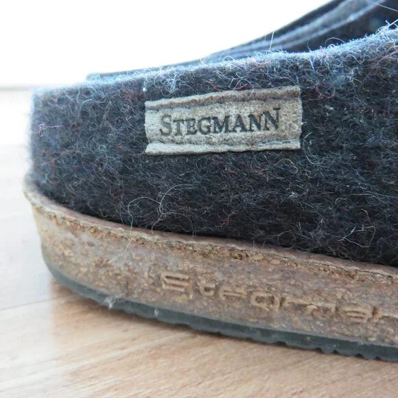 STEGMANN Essenz Wool Slip On Clog Mule Indoor Slippers in Graphite - US 7 - Picture 5 of 12